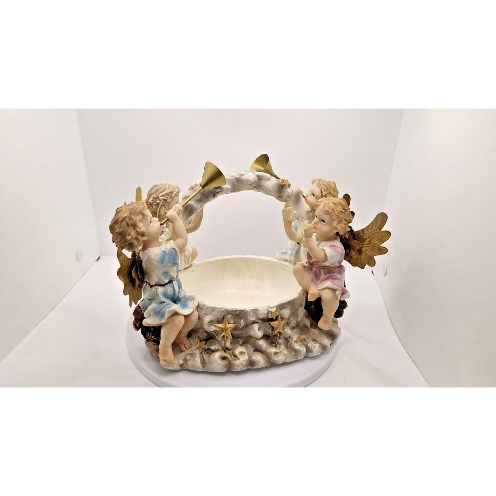 Meissen-Style 4 Cherub Basket Candy Jewelry Potpourri Centerpiece‎ Beautiful